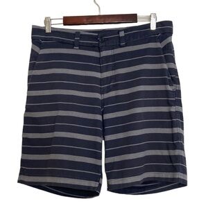 Lululemon Shorts Mens 34 x 9 Blue Gray Stripe Flat Front Cotton Stretch Golf